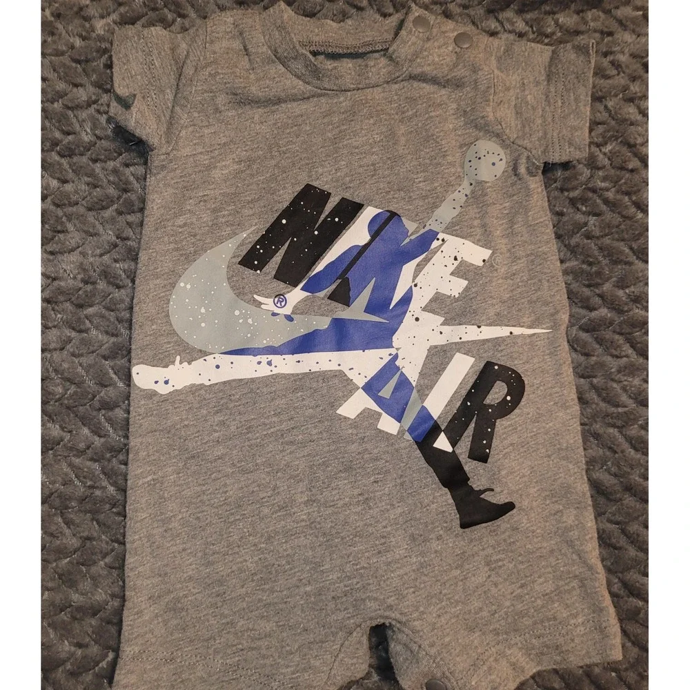 Nike Jordan Baby Rompers Bundle Newborn Just Do It Nike Air Blue Gray Red 3pc
